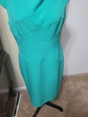 Women’s Teal Sheath Dress - Sleek Structured Design Suze 14